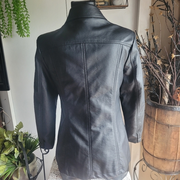 Guess Black Vegan Leather Jacket M - Picture 9 of 9